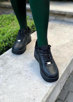 Зимові nike air force 1 low black fur5 фото