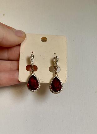Серьги шарики золотые красные серебряные серьги