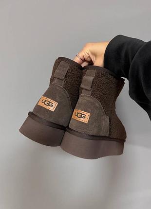 Уггі ugg mini platform teddy chocolate premium