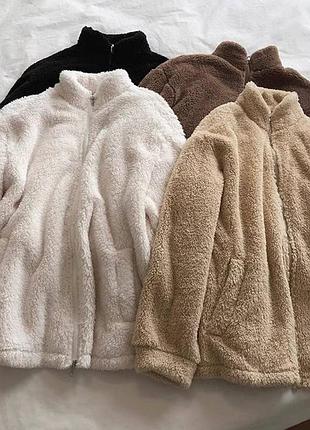 Худи на молнии мех тедди