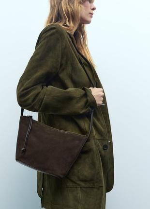 Zara сумка кожаная натуральная замша
