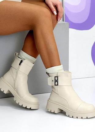 Женские теплые ботинки в бежевом цвете 36;37;38;39;40 размеры