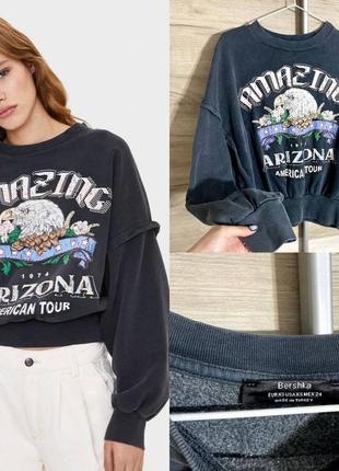 Bershka hoodie свитшот с принтом bershka xs s объемное