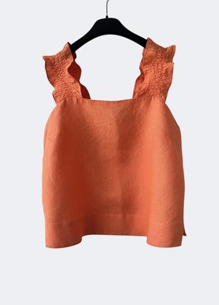 Льняная блузка блуза топ майка autograph marks&spencer 100% лён