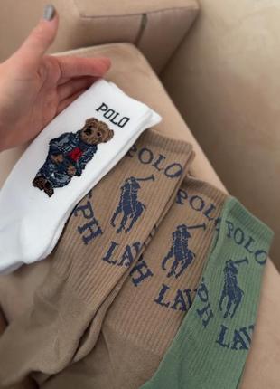 Носки высокие носки женские мужские polo ralph lauren белые коричневые зеленые