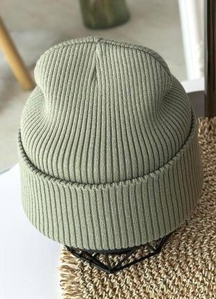 Шапка жіноча невисока лопатка подвійна з відворотом 55-59 віскоза 55%, нейлон 20%