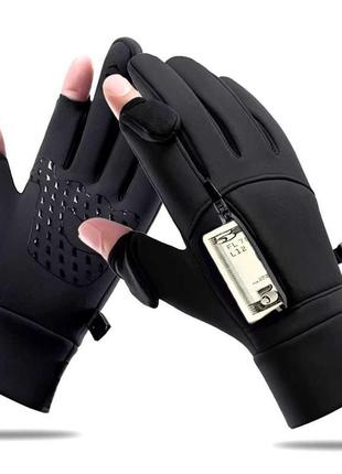 Мужские зимние полнопалые перчатки с флисом treyanch black m/l/xl