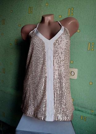 Блестящая майка shein летняя блуза в пайетки