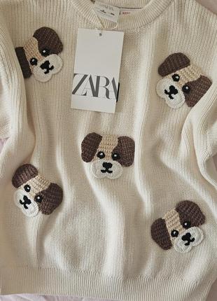Новый детский свитер zara с собачками
