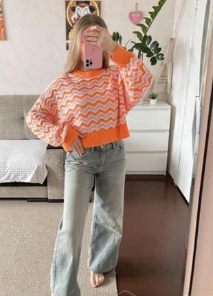 H&m orange/pink patterned sweater🧡🩷