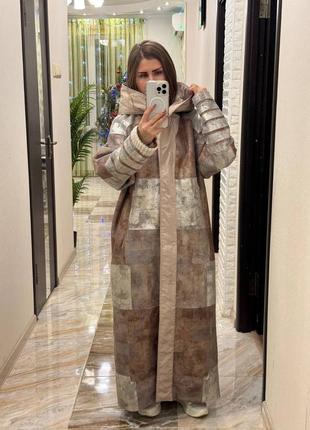 Двостороння дублянка квадрати астраган з капюшоном. довга шуба астраган мокко халат. овеча...