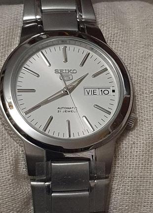 Новый часы seiko 5 automatic off white dial men's watch7 фото