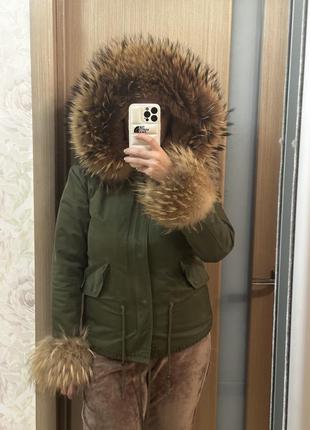 Парка с натуральным мехом м-l