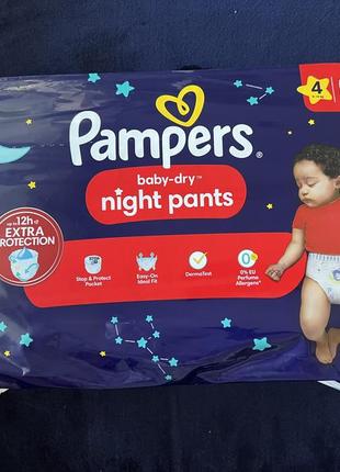 Срочно подгузники pampers. baby-dryTM night pants. 4 размер 9-15 кг 40 шт