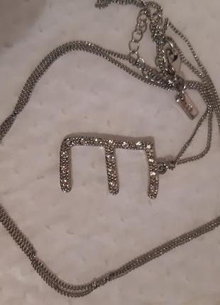 Цепочка с подвеской буква е, длинная и2 фото