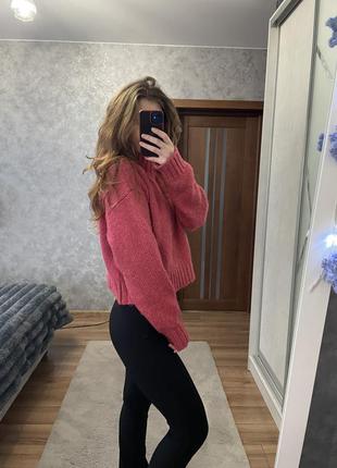 Розовый вязаный свитер из шерсти немецкого бренда herrlicher