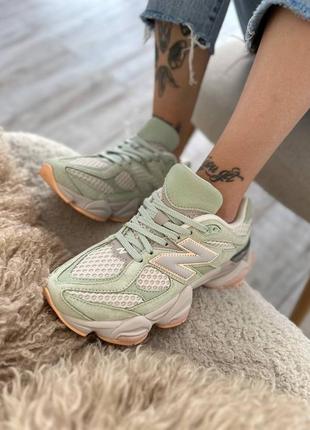 Кросівки жіночі new balance 9060 mint grey orange, м'ятний з помаранчевим