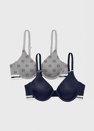 Tommy hilfiger набор бюстгальтеров с push-up grey Metallic