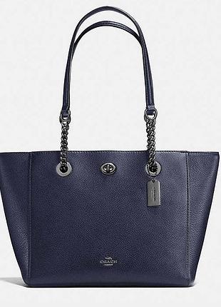 Coach оригінальна шкіряна сумка шопер з ланцюжками