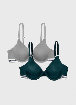 Tommy hilfiger набор бюстгальтеров с push-up grey green