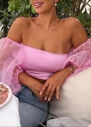 Топ с пышными рукавами zara