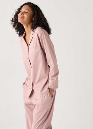 Хлопковая пижама airism с длинным рукавом uniqlo