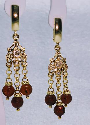 Серьги minov 3144 из натурального янтаря