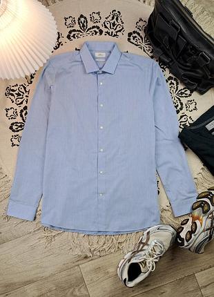 Брендовая голубая стильная хлопковая рубашка next🩵