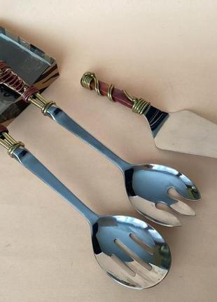 Великолепная салатная пара, ложки для перемешивания салата лопатка для торта! ручная работа.редкость