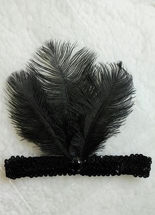 Повязка-перо на голову головной убор в стиле 20-х, чикаго, гетсби