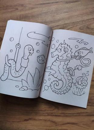 Дитяча розмальовка colouring& activity book usa морський коник,риби,різні малюнки цікаві завдання,іг