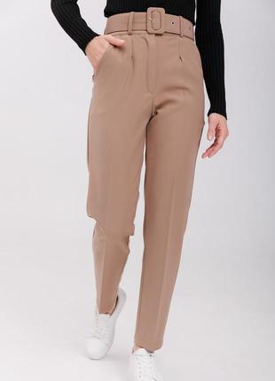 Брюки бежевые с поясом, высокая посадка, кемэл брюки zara mango massimo dutti