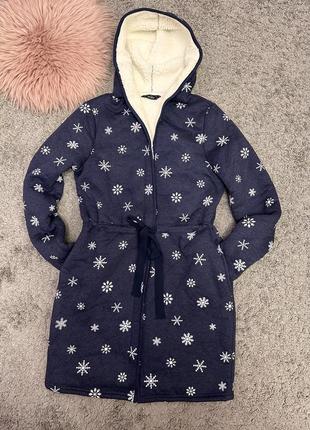 Теплий халат на молнії з капюшоном, р. s-m