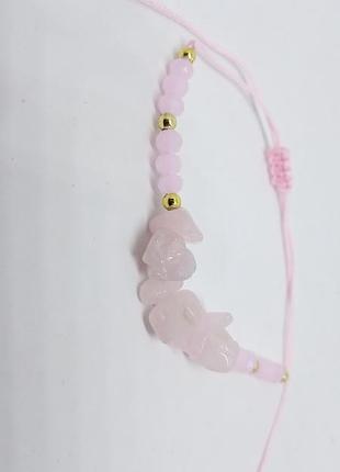 Браслет в стиле бохо с розовым кварцем