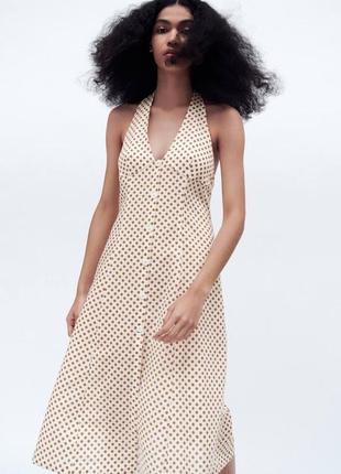 Лляна сукня в горох zara