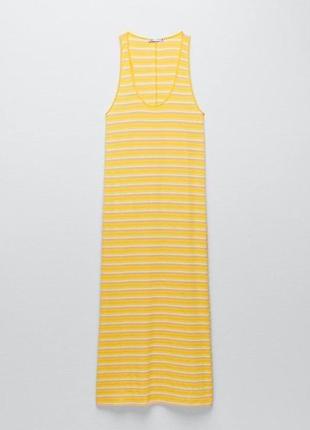 Желтое платье в ленту zara
