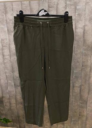 Темно-хакі штани h&m з резинкою та шнурком