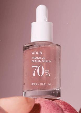 Сироватка для рівного тону і сяйва anua peach 70% niacinamide serum 30 мл