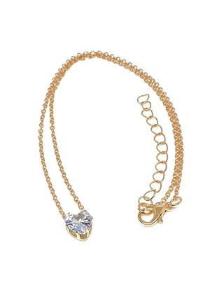 Стильний золотистий підвіс ланцюжок чокер кольє кулон серце кристал