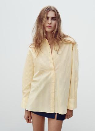 Рубашка желтая в полоску zara
