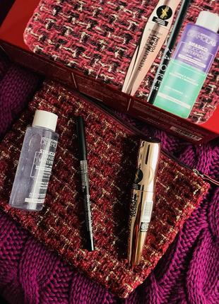 Подарочный набор deborah milano,, тушь, карандаш, средство для снятия косметики