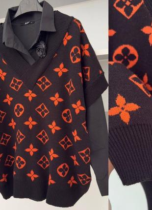 Стильна якісна жилетка оверсайз 🖤🧡