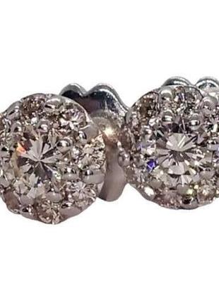 Сережки бриллиант пуссеты гвоздики малинки діаманти на 0,66-67ct белое золото 585