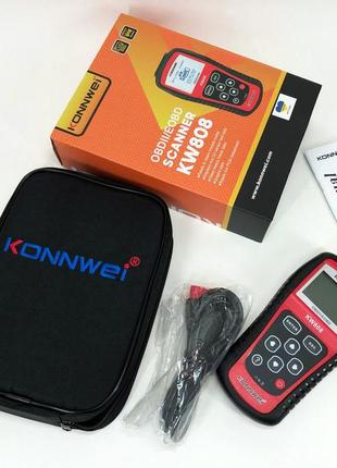 Автомобильный диагностический сканер konnwei kw808 obd ii/eobd, автотестер универсальный адаптер