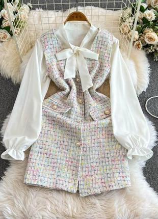 Сарафан блузка твид