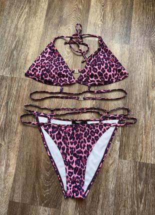 Розовый леопардовый купальник missguided