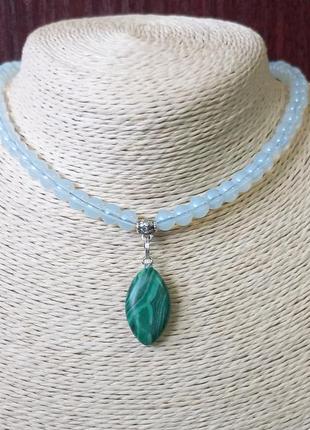 Малахит  - лунный камень  - чокер  - намисто.