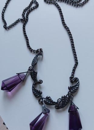 Кольє з фіолетовими підвісками  вінтаж