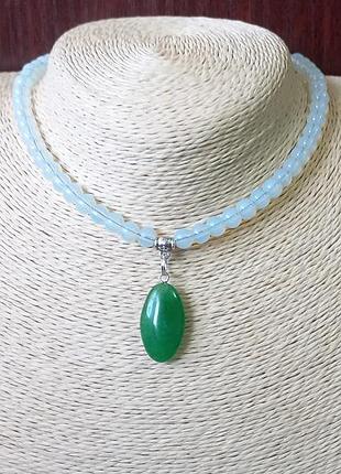 Хризопраз  - лунный камень  - чокер - намисто.