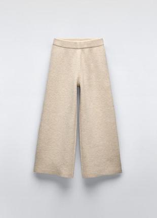 Вязаные теплые укороченные широкие кюлоты zara